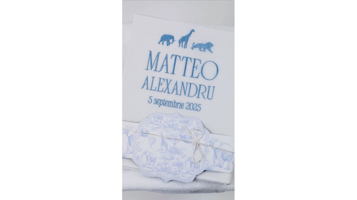 Trusou de botez Jungle Baby Toile de Jouy 14